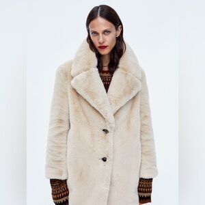 Zara Faux Fur Coat Size S